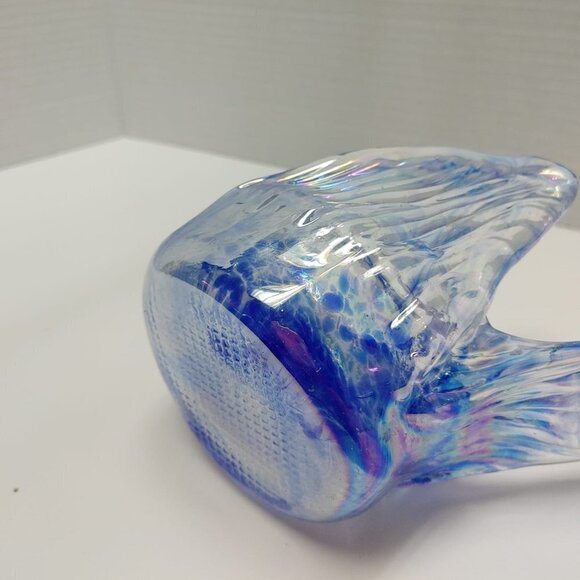 Chalet - Rossi Blue Carnival Irradato Glass Bomboniere Whimsey Handmade Canada - Picture 6 of 9